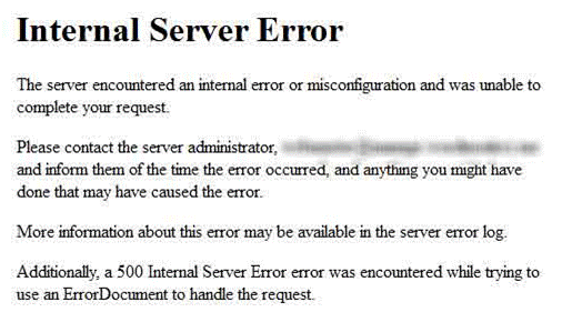How WordPress Internal Server Error 500 looks like?