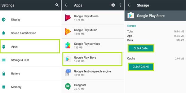 Clean Google Play Cache and Data