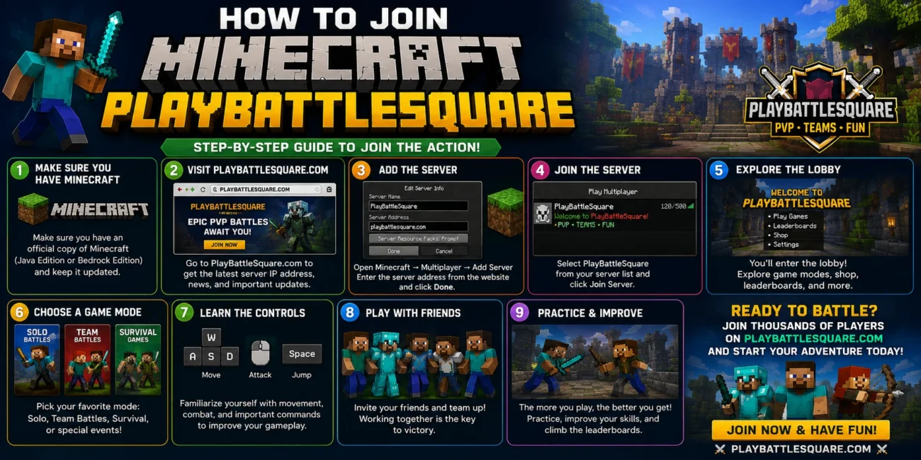 How to Join Minecraft PlayBattleSquare